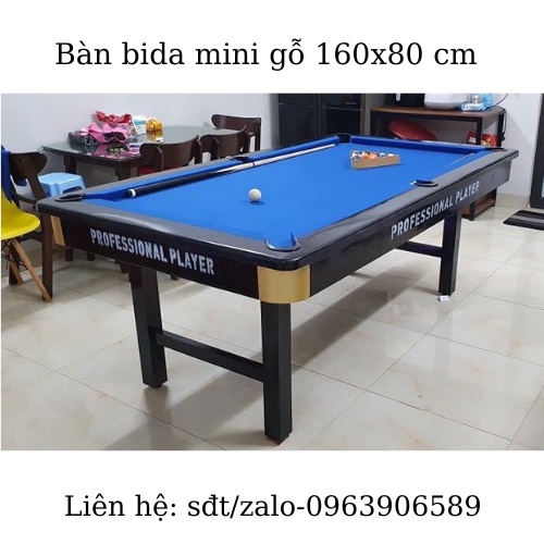 Bàn Bida / Bi A Mini Gỗ Cho Người Lớn 1m6x80,Bàn Bida Gỗ Bản Cao Cấp, Tặng Kèm Phụ Kiện, BH 12 Tháng