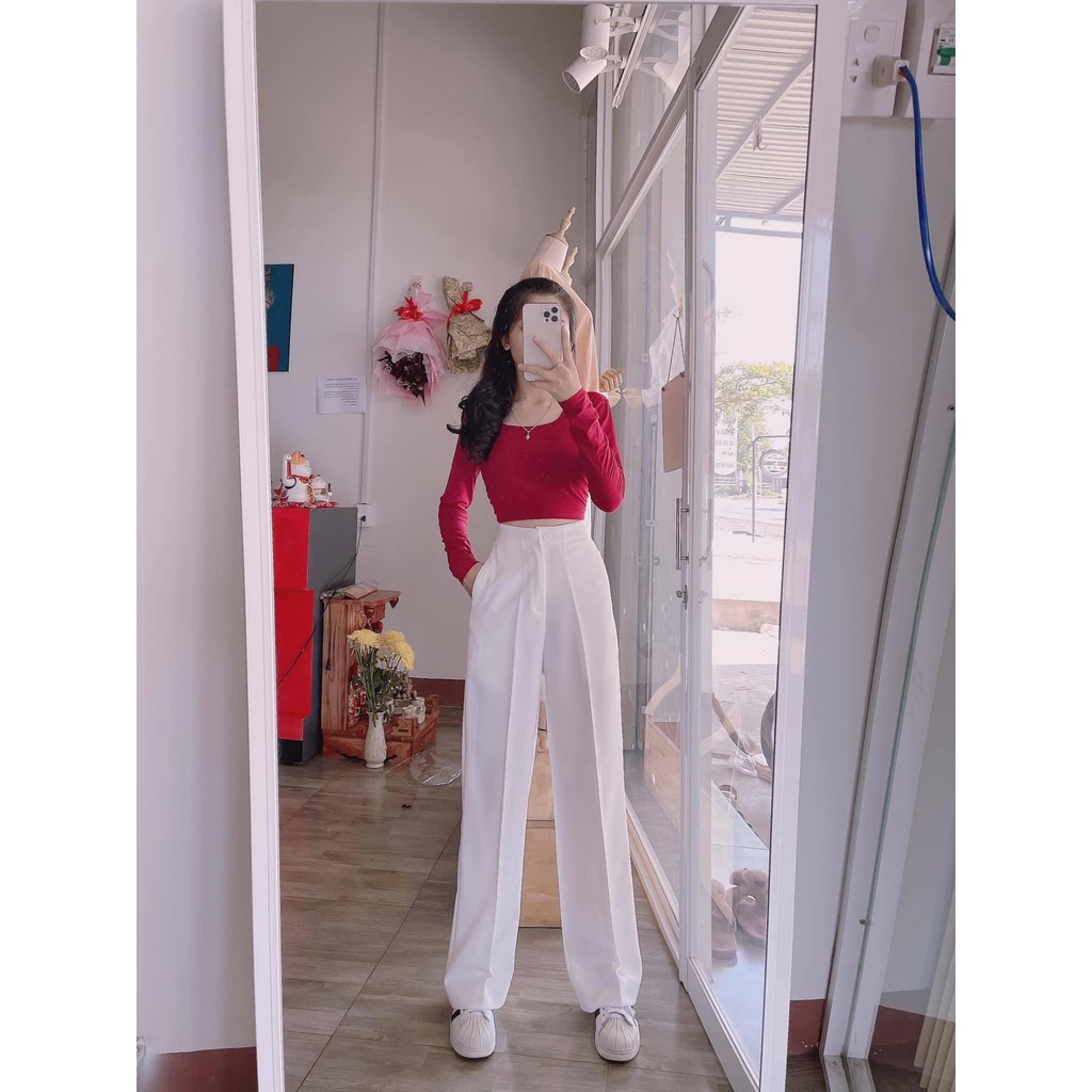 Quần tây nữ suông lưng cao