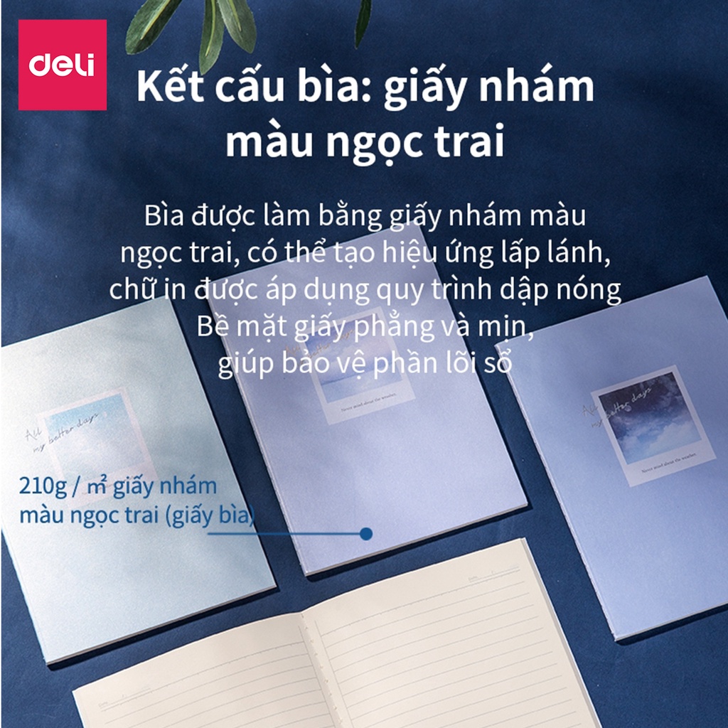 [Mã LIFEDE159 giảm 8% đơn 99K] Sổ tay ghi chép khâu gáy A5 Deli 40 trang - 1 quyển - Màu ngẫu nhiên - PFA540