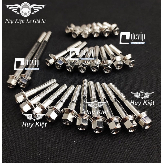 Bộ Ốc Lốc Máy Salaya THÁI Inox 304 Cho Tất Cả Các Dòng Xe Tay Côn Và Xe Số, Tay Ga
