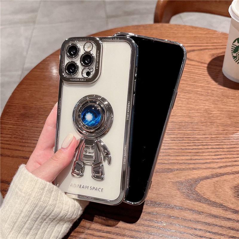 Ốp Điện Thoại Trong Suốt Chống Sốc Họa Tiết Phi Hành Gia 3D Cho iPhone 13 Pro MAX 12 11 Pro MAX XS XR X 7+ 8 Plus