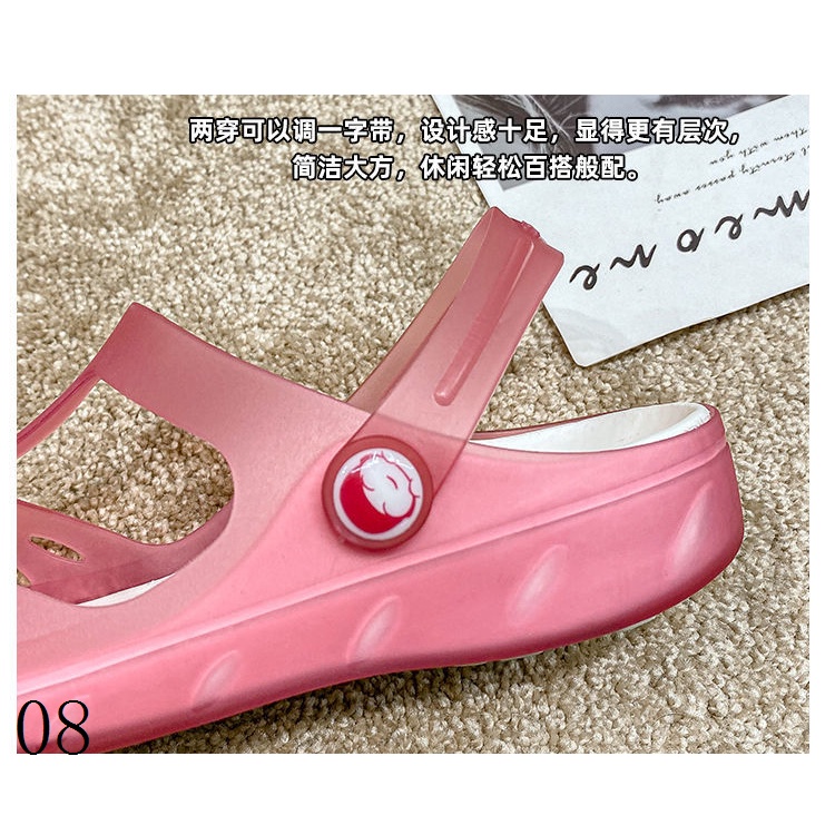 Dép Sandal Jelly Đế Bằng Thiết Kế Đục Lỗ Thời Trang Mùa Hè Phong Cách Hàn Quốc Mới Cho Nữ