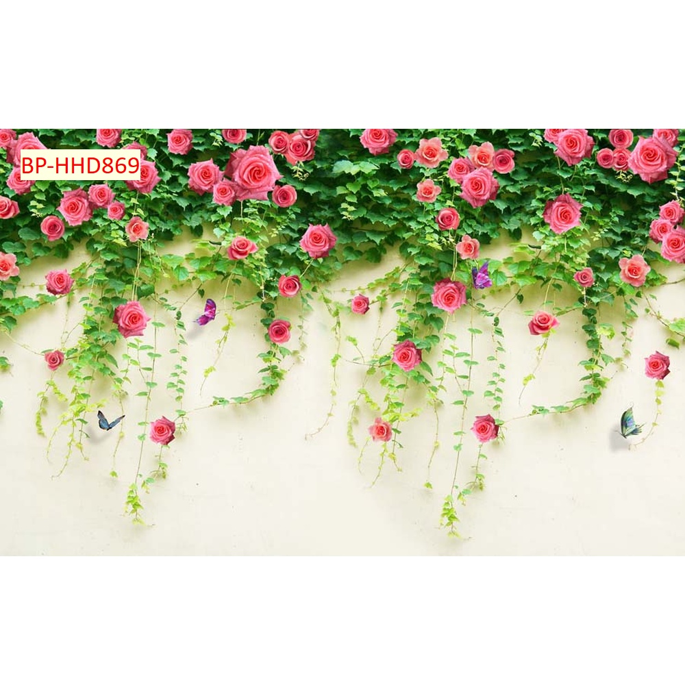 Tranh dán tường 3D Giả Gạch Giả Gỗ Hoa Dây Leo