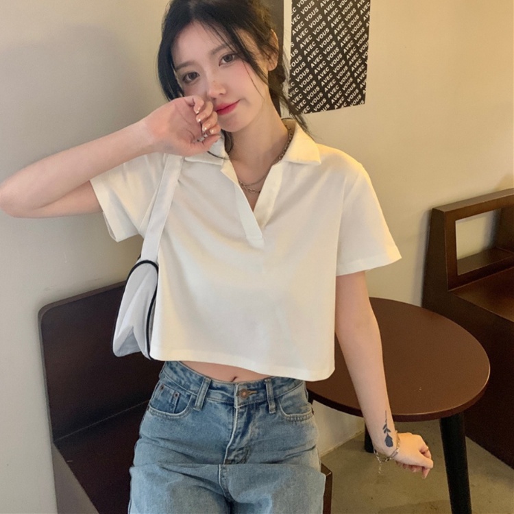 Áo croptop polo nữ ngắn tay form rộng  , áo thun croprop nữ cổ bẻ ngắn tay 100% cotton kiểu dáng hàn quốc, TONGKHOQUANAO