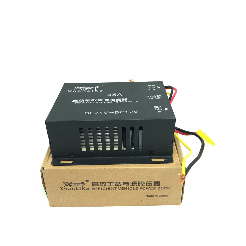 Cục Chuyển Điện 24v Xuống 12v 45a Loại Tốt Có Cầu Trì Và Quạt Loại Tốt