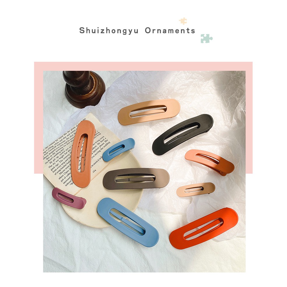 Kẹp tóc màu trơn kiểu dáng đơn giản phong cách Hàn Quốc cho nữ