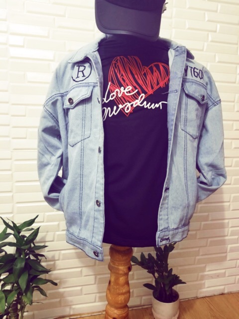 Áo khoác jean nam thêu chữ cao cấp. Giá sỉ siêu rẻ