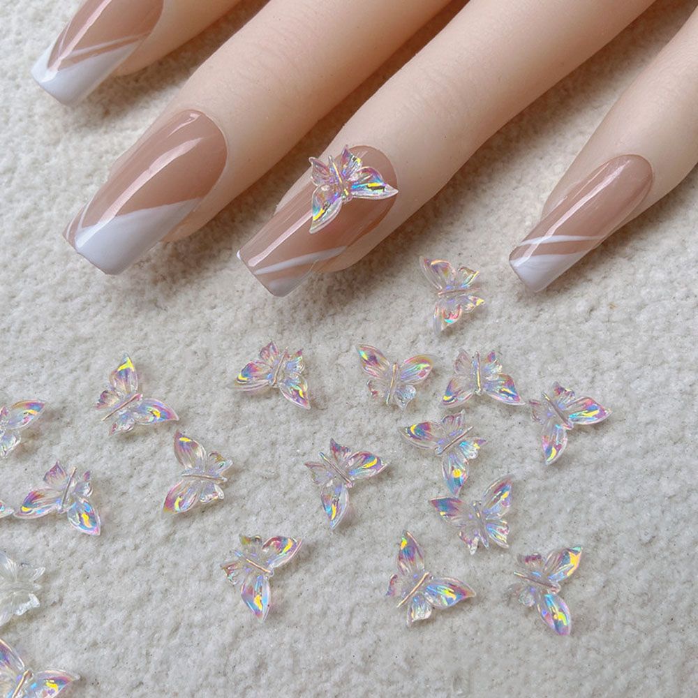 [Hàng mới về] Phụ Kiện Trang Trí Móng Tay Hình Bướm Nhiều Màu Bằng Nhựa Resin Thời Trang Diy