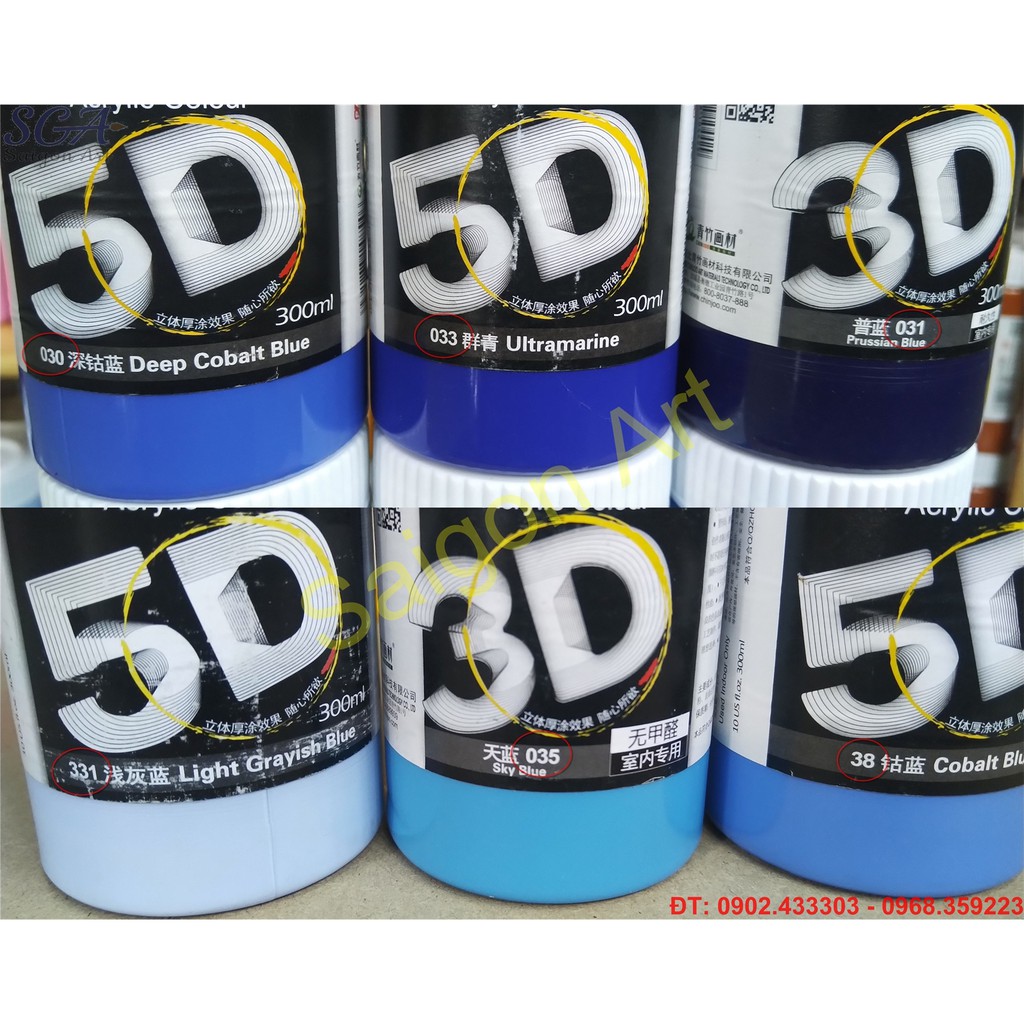 Màu Acrylic Chinjoo 3D-5D 300ml loại THƯỜNG (nhóm 2)