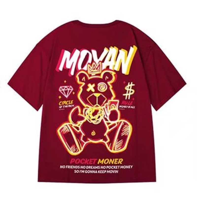 Áo Thun Dáng Rộng In Họa Tiết Gấu Hoạt Hình Phong Cách Hip Hop Thời Trang Mùa Hè Cho Nam Và Nữ [M-8XL]