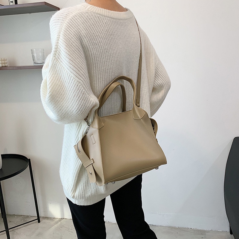 IELGY Túi Đeo Chéo Da PU Màu Trơn Cỡ Lớn Phong Cách retro Thời Trang Cho Nữ