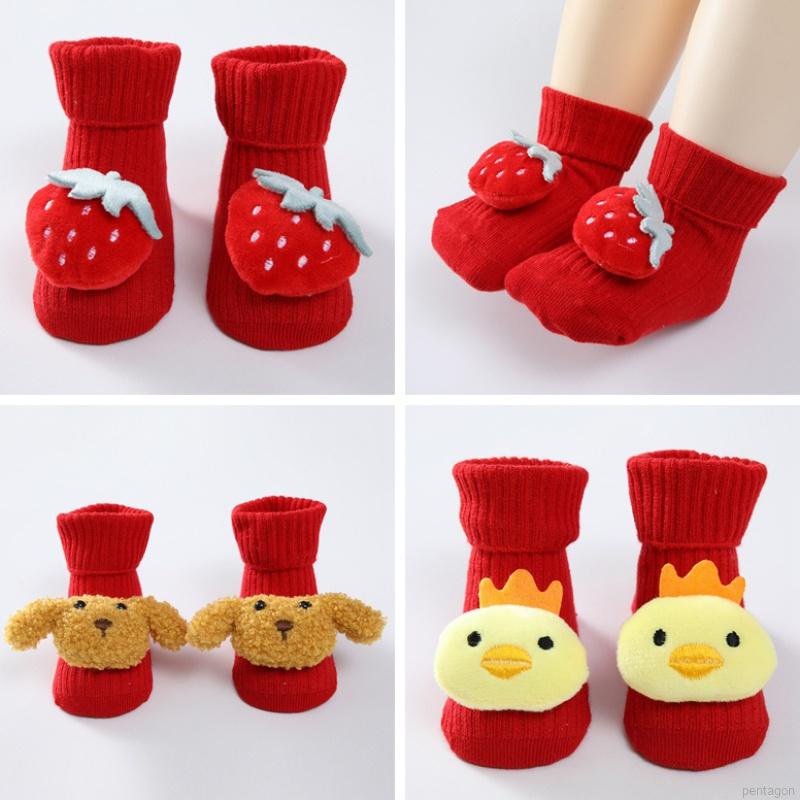 Vớ cotton chống trượt họa tiết trái cây hoạt hình cho bé sơ sinh từ 0-1 tuổi
