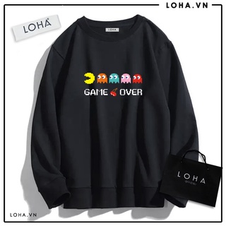 Áo sweater in hình pacman oversize basic áo nỉ nhật cao cấp dài tay unisex loha