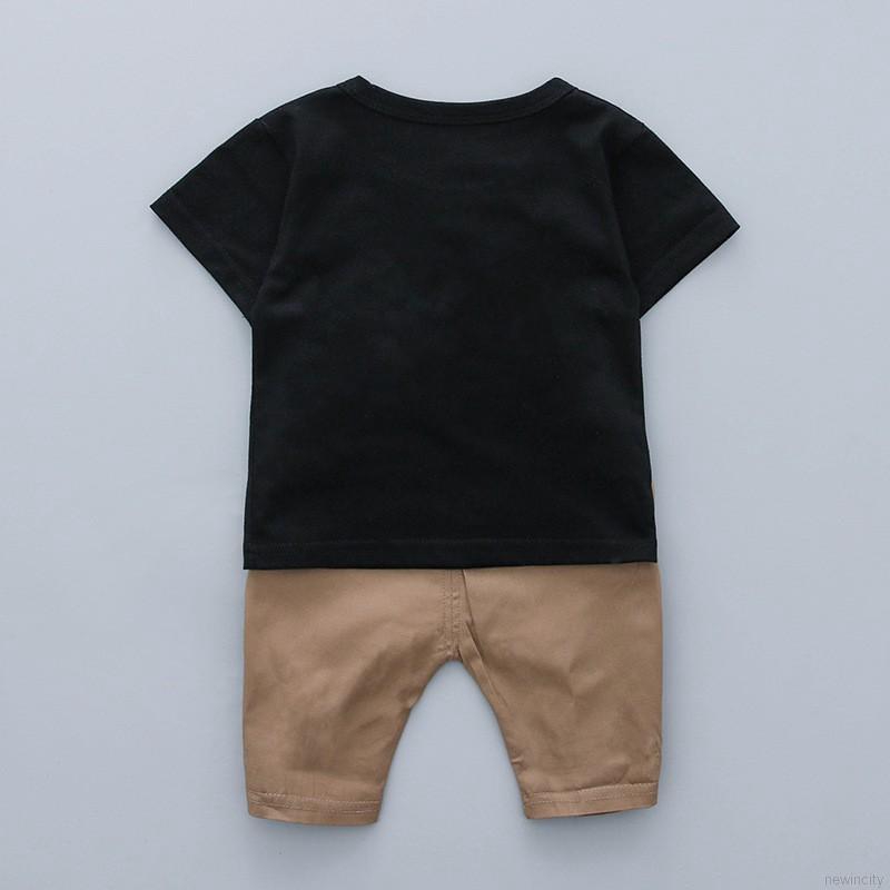 Bộ áo thun ngắn tay in hoạt hình + quần thời trang cho bé trai