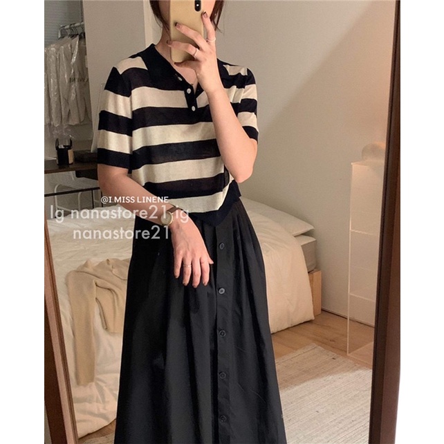 Áo polo kẻ nhiều màu Nana21 Nana21store
