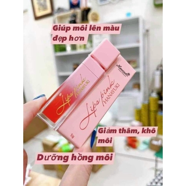 Son Dưỡng Hồng Môi Lips Pink Hanayuki Dưỡng Môi Căng Bóng Cam Kết Chính Hãng Hộp 5g