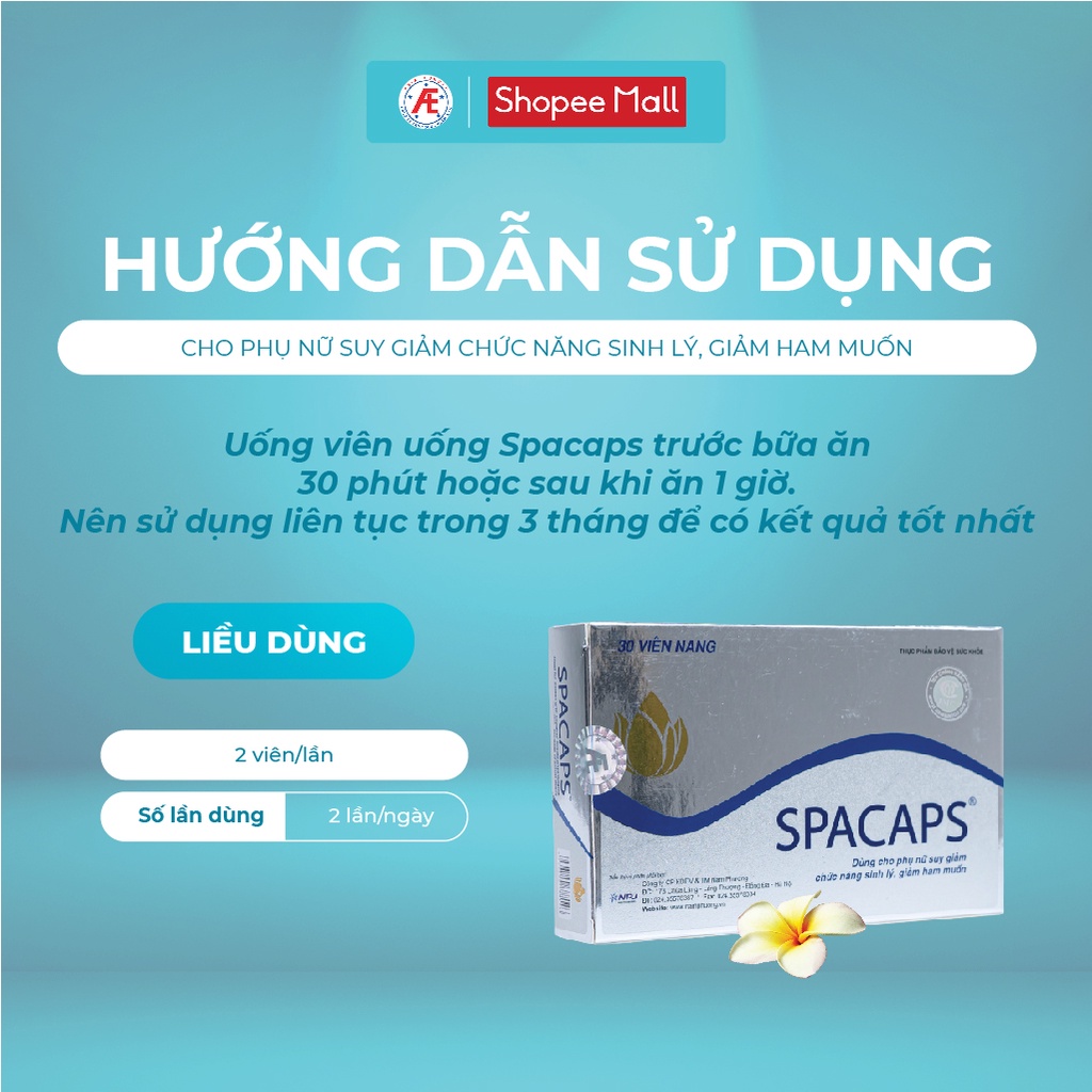 Spacaps hỗ trợ cải thiện khô âm đạo, giảm ham muốn từ thảo dược hộp 30 viên DƯỢC PHẨM Á ÂU