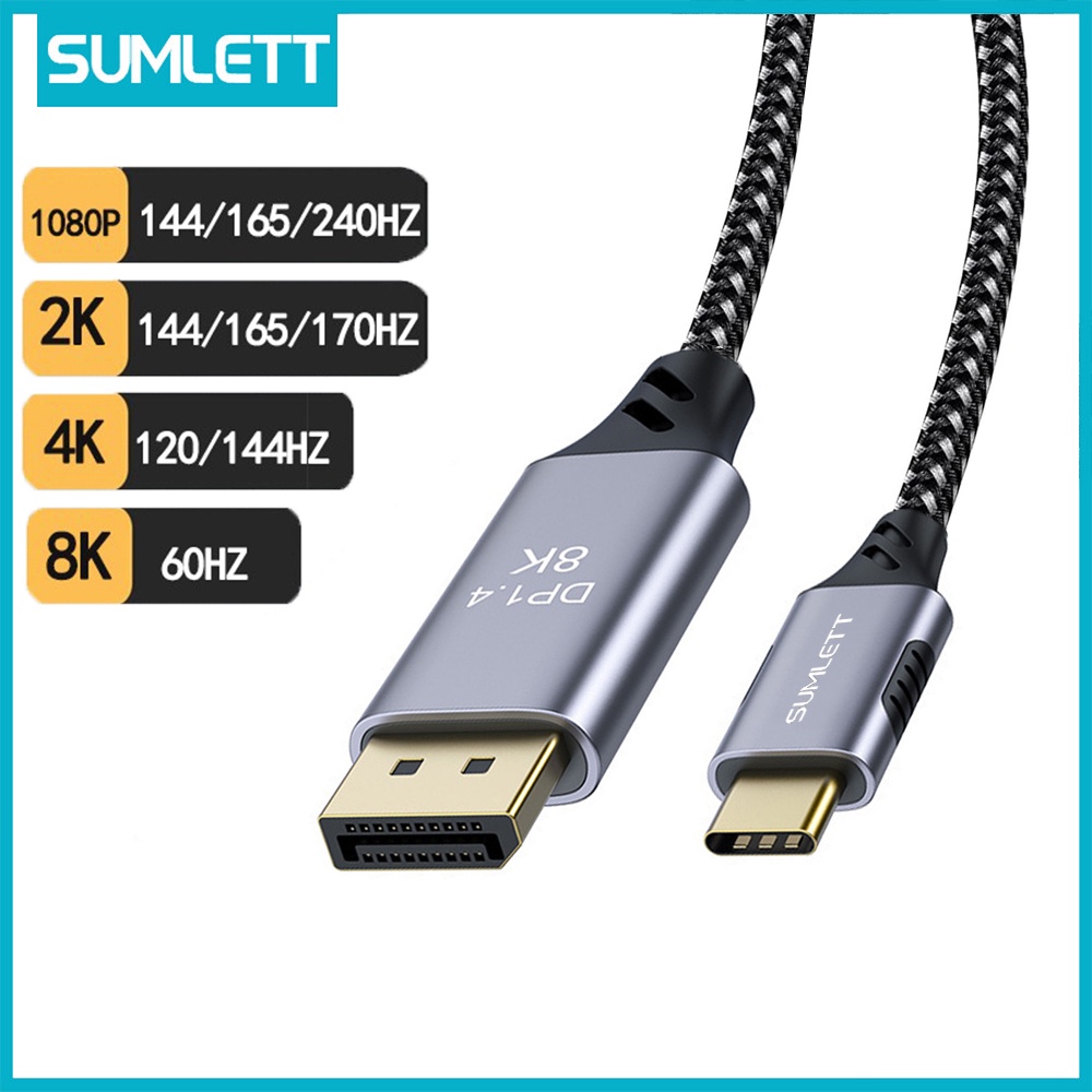 Cáp Sumlett Type C sang DP 1.4 Bộ chuyển đổi 8K USB C sang DisplayPort Hỗ trợ 8K / 60Hz, 4K * 120Hz 