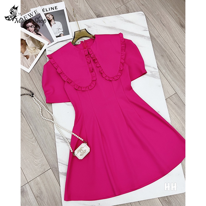 Váy thiết kế nữ cổ sen bèo, váy đi chơi, đi tiệc, đi học nữ tính, nhẹ nhàng mà sang trọng Minxu Shop mã VAY01