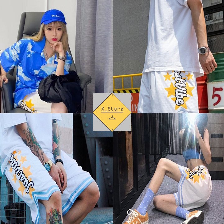 Quần Đùi Just Viền Xanh V - Quần Short Thể Thao Chất Liệu Cottton Thoáng Mát Mềm Mịn Unisex Nam Nữ X.Store 991