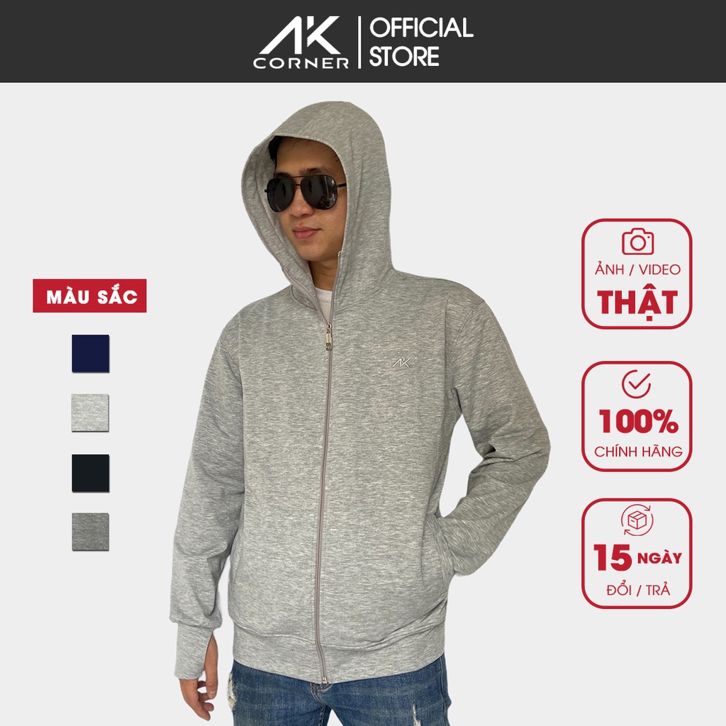 Áo khoác nam chống nắng AK Corner vải cotton da cá 4 chiều thoáng mát, chất vải dày dặn chống tia UV bảo vệ cơ thể