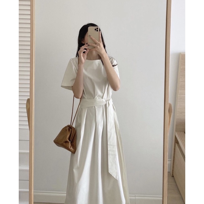 Váy cổ tròn basic thiết kế xếp li eo phong cách Hàn Quốc (video/sẵn) | BigBuy360 - bigbuy360.vn