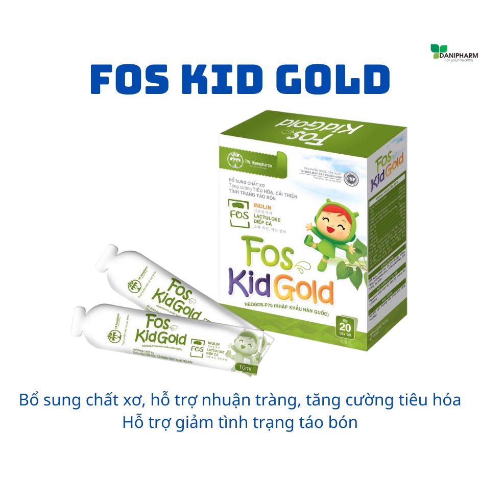 Siro giảm táo bón cho trẻ FOS KID GOLD, bố ung chất xơ, inulin, diếp cá, vitamin B1 (20 gói * 10ml)