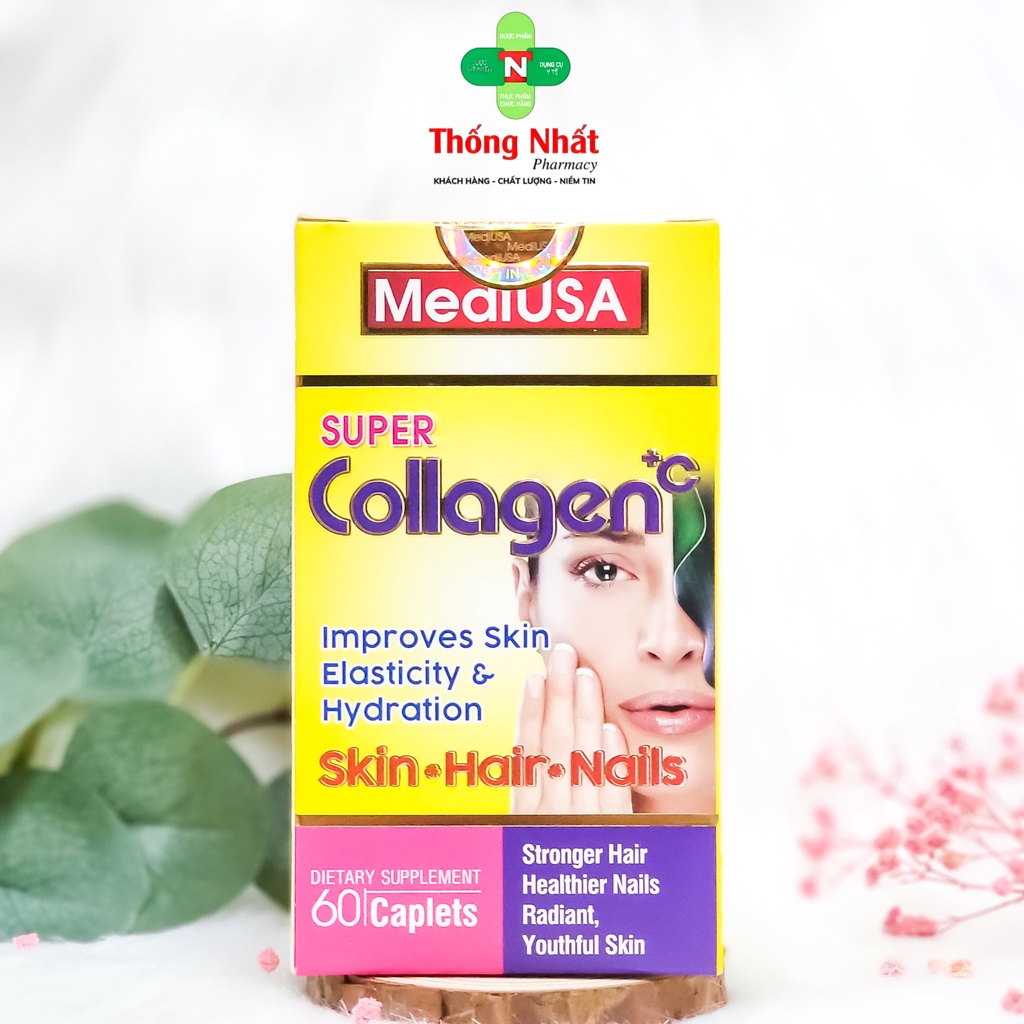 Viên uống đẹp da dưỡng tóc MediUSA Super Collagen +C hộp 60 viên