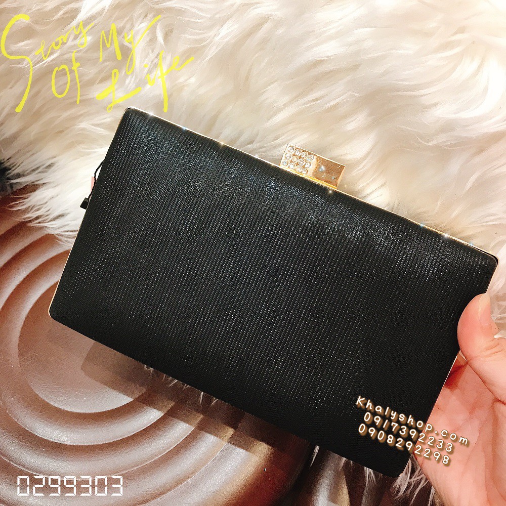 Bóp đầm clutch dạ hội dự tiệc sang trọng đeo chéo cầm tay màu đen khóa hình chữ nhật siêu xinh cho bạn nữ - (20x3x12cm)