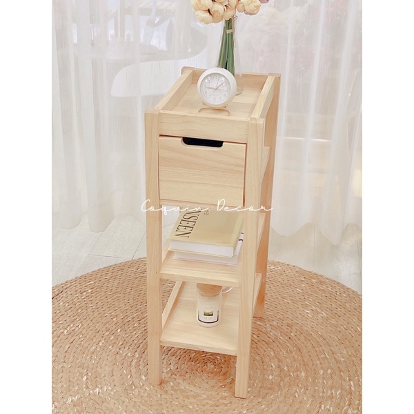 Kệ Gỗ Đầu Giường 3 Tầng Xuất Hàn Fullbox Có Sẵn