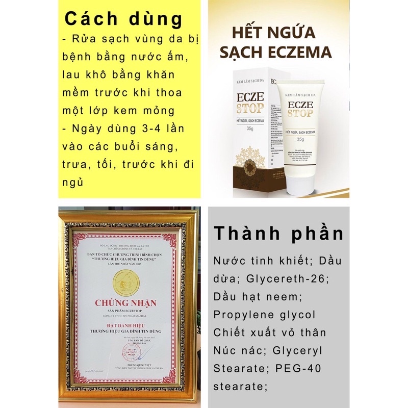 kem làm sạch da Ecze stop -TUÝP 35GRAM eczestop chàm sữa (eczema)