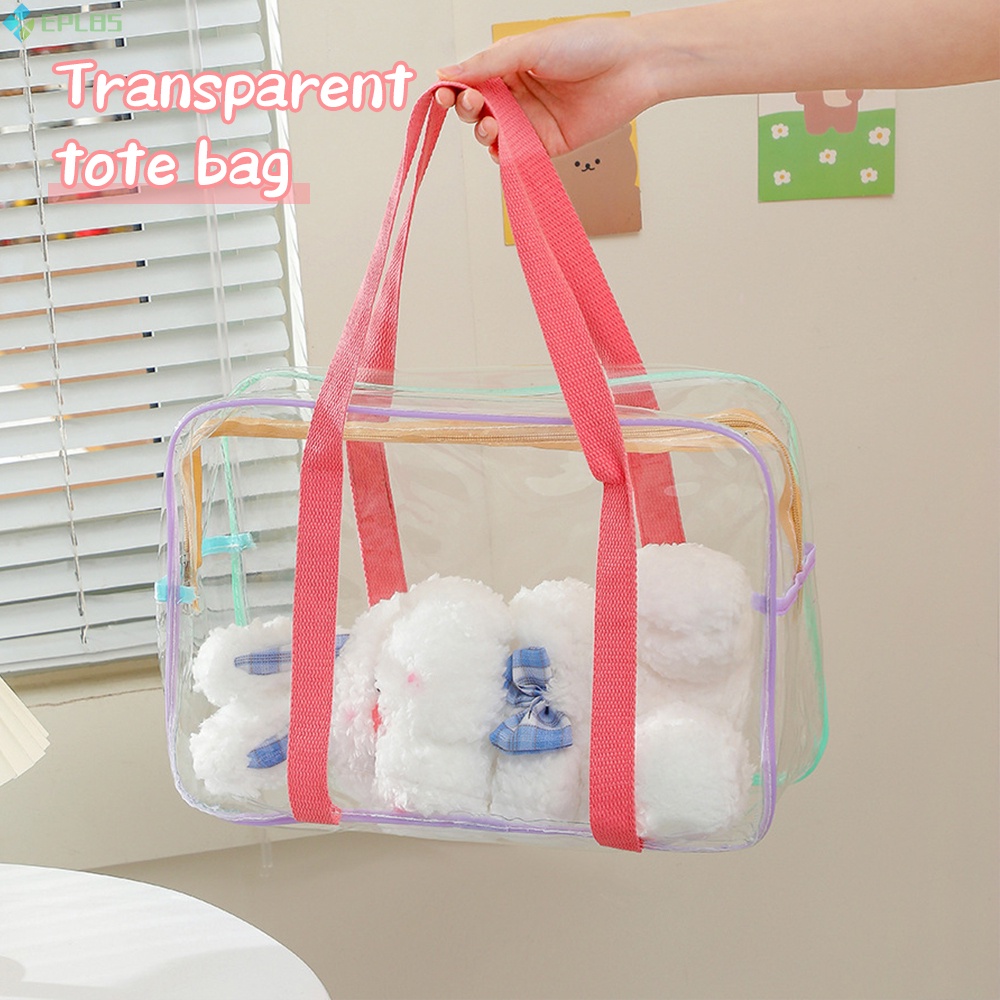 Túi Xách Bằng Nhựa PU Trong Suốt Chống Nước Có Tay Cầm Tiện Dụng