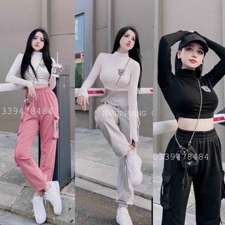 Set thể thao áo croptop kèm quần túi hộp