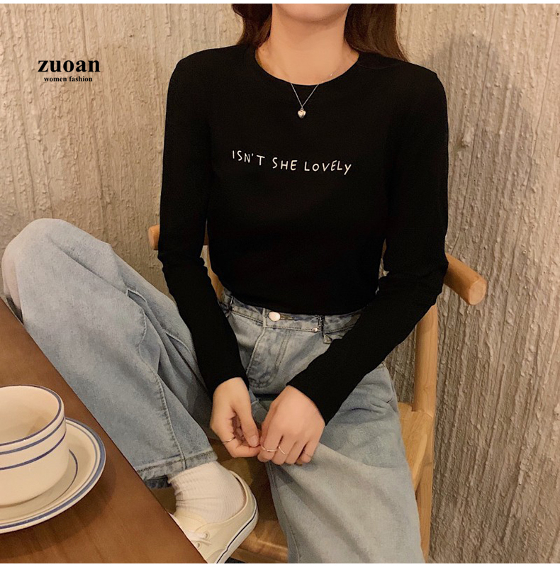 Áo thun SUXI cổ tròn dài tay phong cách Hàn Quốc thời trang dành cho nữ