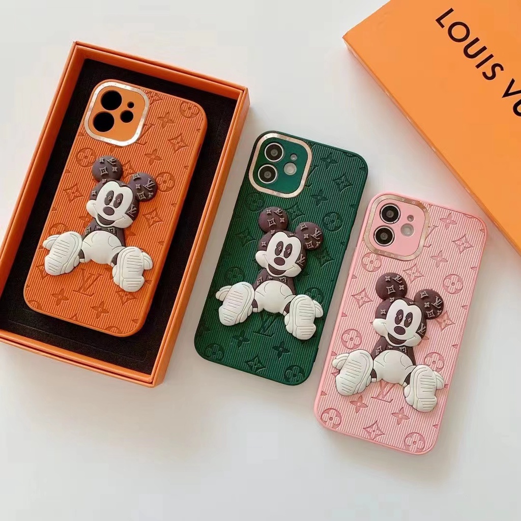 Ốp lưng iphone in hình LV mickey mạ viền camera 7plus 8plus X Xs max 11 11promax 12 12pro 12promax 13 13pro 13promax