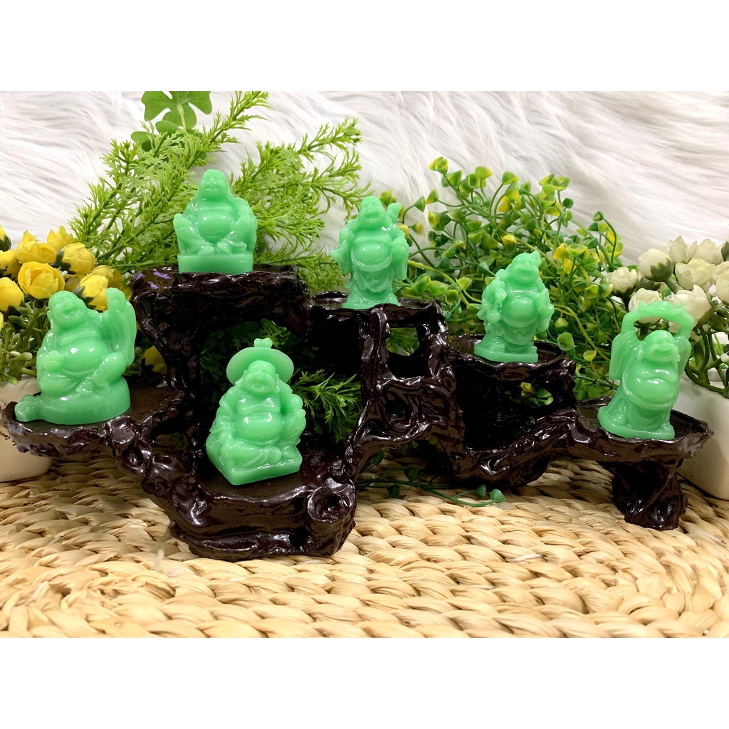 Full Set 6 tượng Bồ Tát Di Lặc Hoan Hỉ Tài Lộc tọa đế 6 chân  ( Hình Thật - Video Thật )