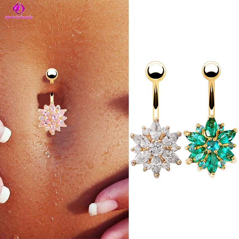 Khuyên Rốn Hình Bông Tuyết Đính Đá Lấp Lánh