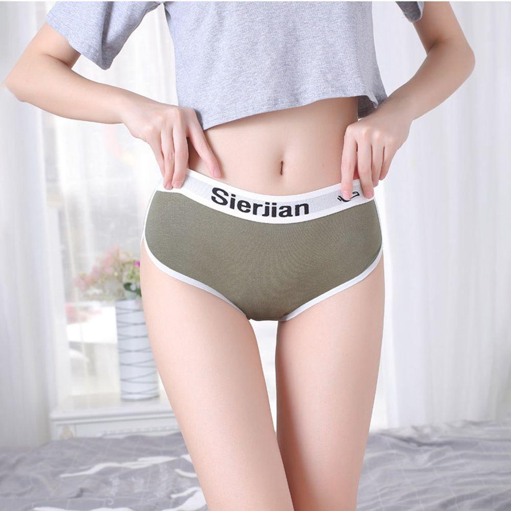 OCEANMAP Quần Lót Thể Thao Cotton Mềm Mại Không Đường May Họa Tiết Kẻ Sọc In Chữ Phong Cách Hàn Quốc Cho Nữ