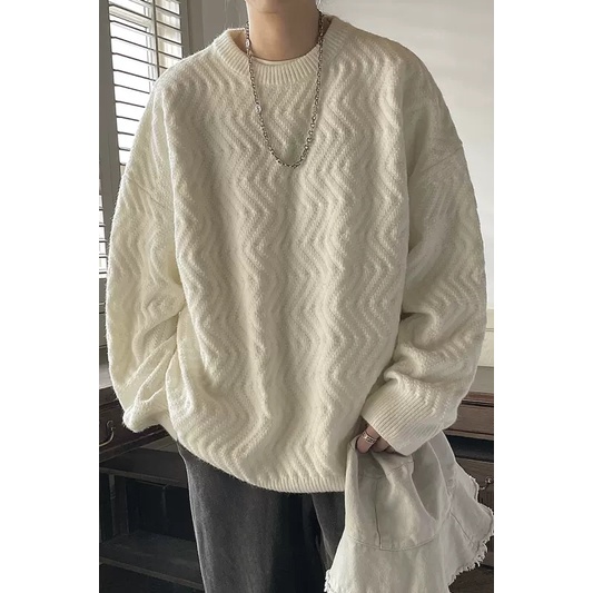 Áo Sweater Tay Dài Cổ Tròn Dáng Rộng Thời Trang Cho Nam