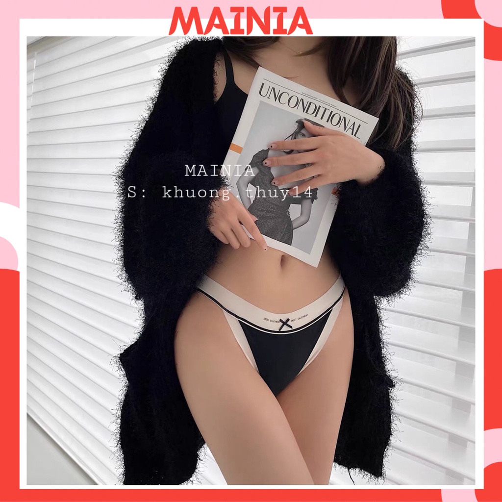 Quần Lót Nữ Cotton Màu Đen Cạp Thun Trắng Sexy Gợi Cảm Mainia Shop