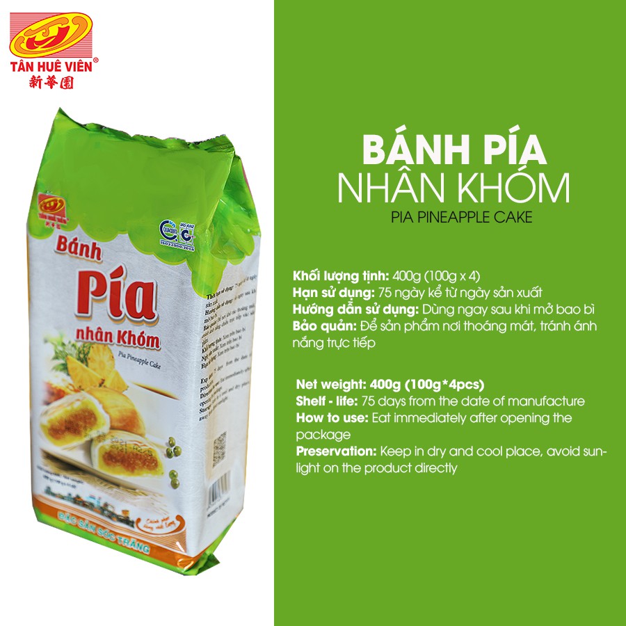 [Mã BMBAU50 giảm đến 50K đơn 99K] Bánh pía Chay Khóm Tân Huê Viên 400gr