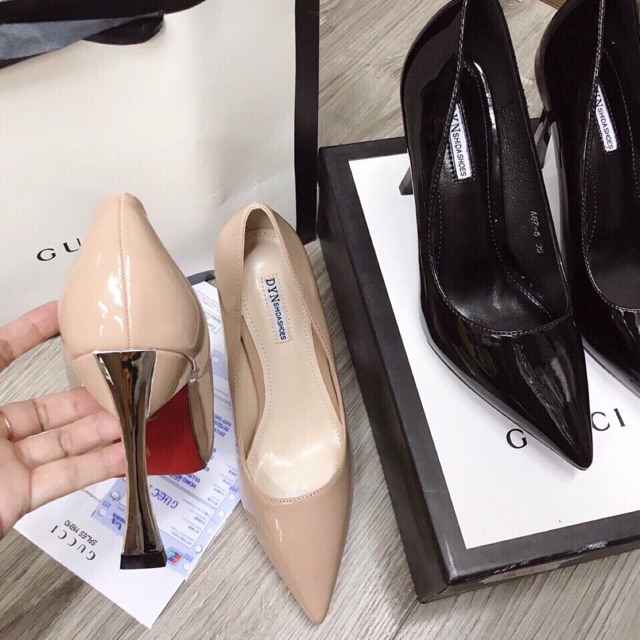 Giày cao gót da bóng gót kim loại 11cm