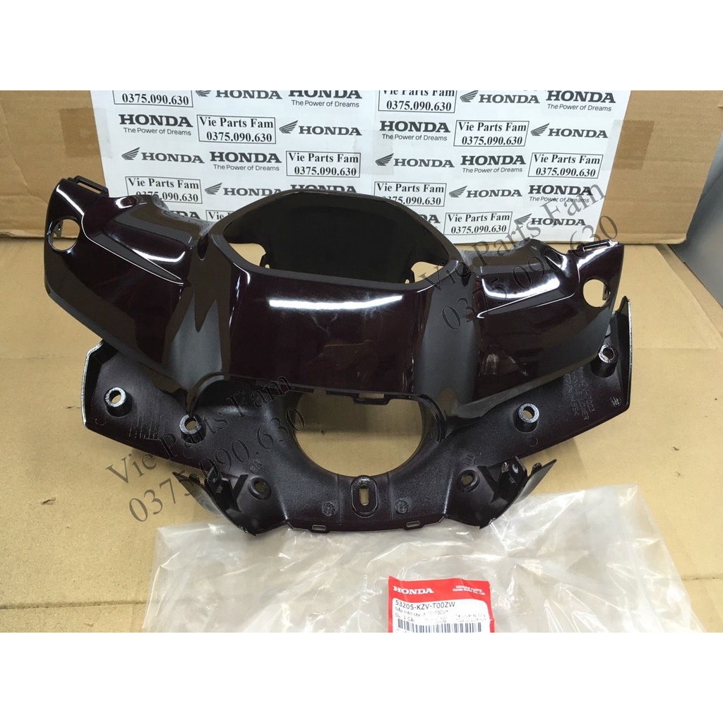 Combo bộ vỏ đầu 2 món ốp trên dưới Dream 110 2013-2016 màu Nâu, màu Đen bóng, hàng chính hãng Honda mới 100%