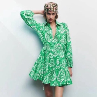 Đầm zara xòe hoa xanh xinh xắn dh01xtg50n10 hot