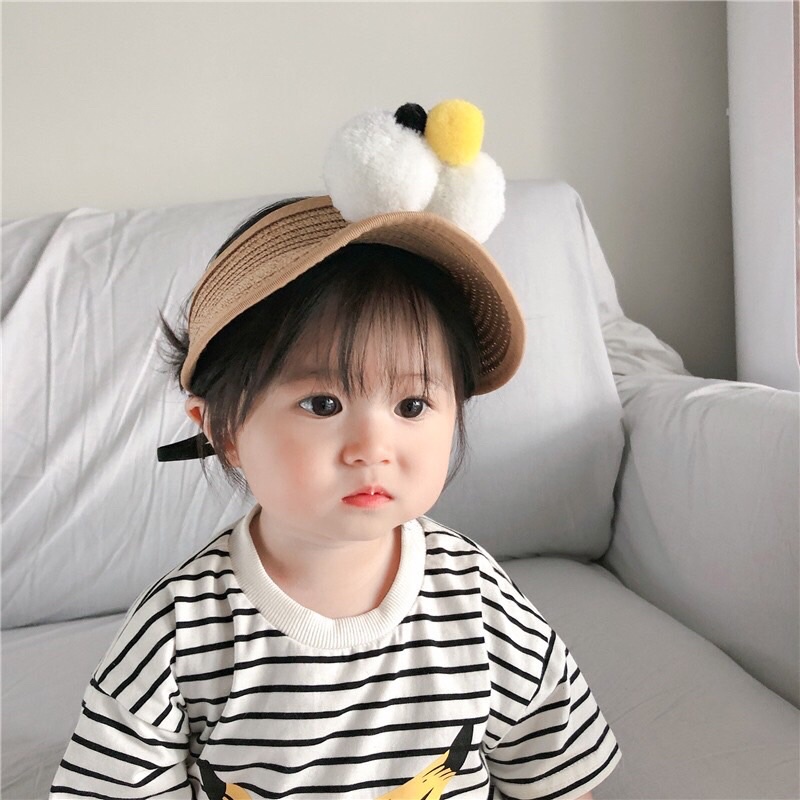 Mũ cói nửa đầu hình dễ thương cho bé