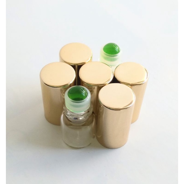 Combo 5 lọ thủy Tinh 1ml nắp vàng bi xanh đẹp mắt dùng chiết đựng tinh dầu dubai nước hoa son môi dạng lỏng⁸