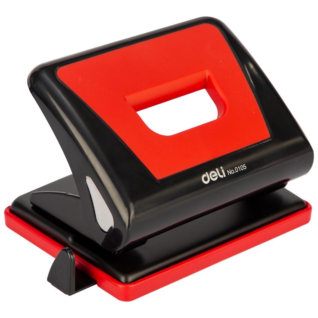 Máy đục lỗ 15 tờ Deli, 3 màu  Xanh dương, Đỏ, Ghi xám - 1 cái E0105 dùng cho văn phòng phẩm giá rẻ tiện lợi sử dụng