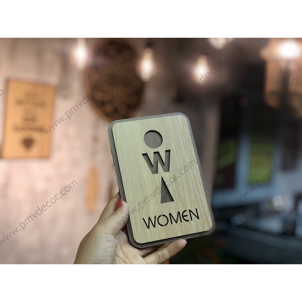 BẢNG WC, KT: 10*15cm Gỗ MDF phủ melamine 2 màu tương phản. BWC-PMV97