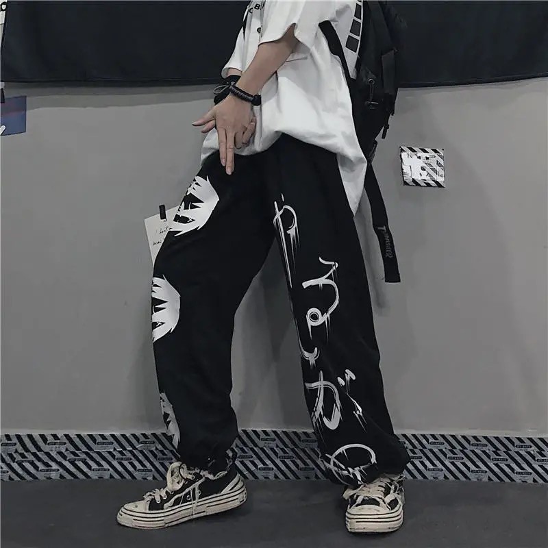 Quần dài MMIOT ống rộng lưng cao in họa tiết anime Nhật Bản phong cách đường phố cổ điển 2023 cho nữ plus size