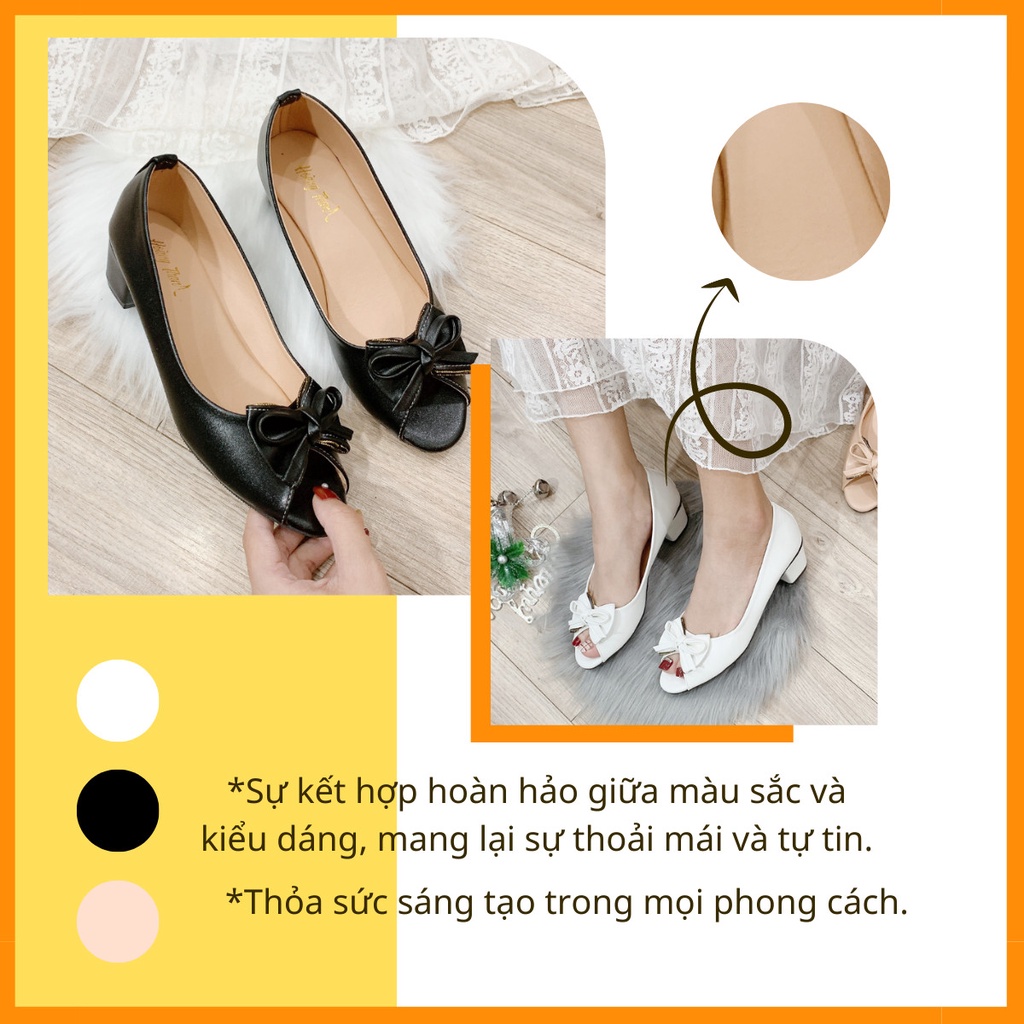 [Có bigsize 40-41] Giày Cao Gót, Giày Nữ Gót Vuông 3cm Sang Chảnh Chất Da Mềm Mang Êm Chân. Giày Nữ 3 Phân Hoàng Thanh